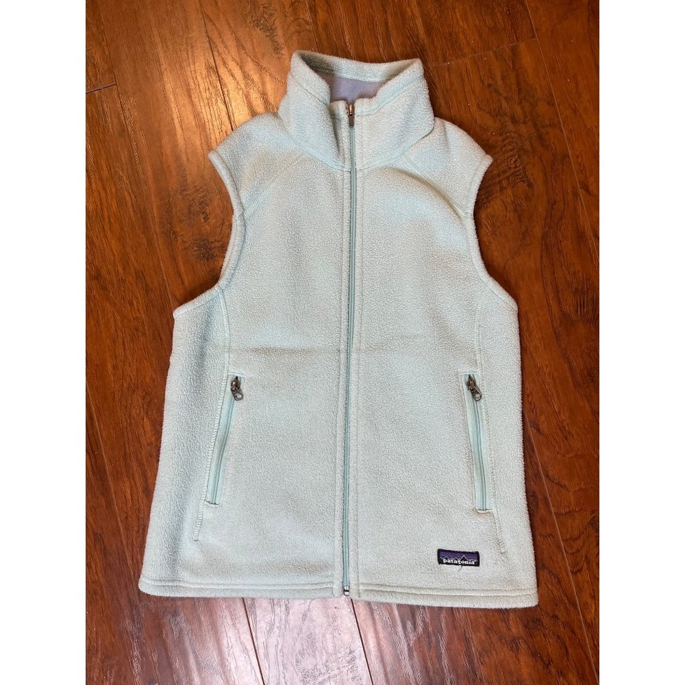 Patagonia Synchilla Fleece Vest Womens Sz Small Mint Green Full Zip Pockets